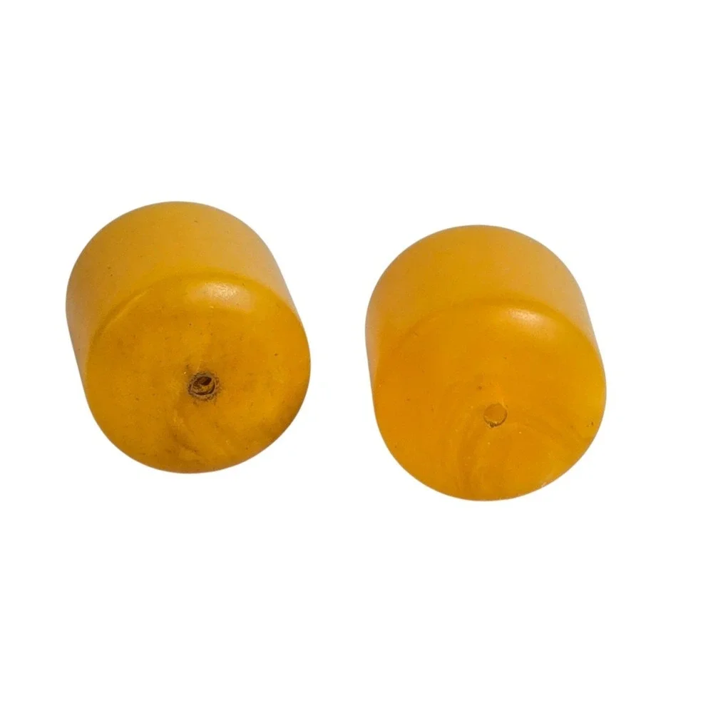 Lot 2 Large Antique Butterscotch Swirl Faux Amber Bakelite Barrel‎ Beads 18.8mm